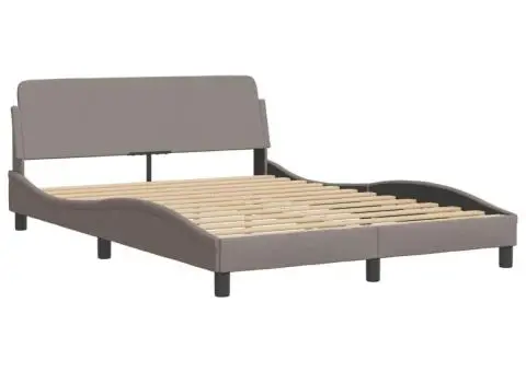 Pat cu saltea, gri taupe, 120x200 cm, textil - 4/5