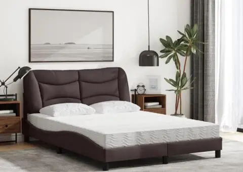 Pat cu saltea, maro închis, 140x200 cm, textil - 3/5