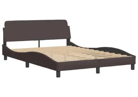 Pat cu saltea, maro închis, 140x200 cm, textil - 4/5