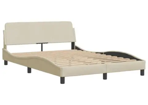 Pat cu saltea, crem, 140x200 cm, textil - 4/5