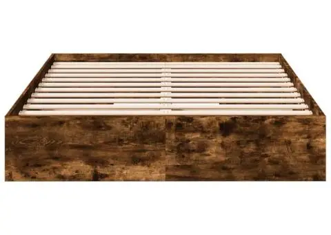 Cadru pat cu sertare stejar fumuriu 120x200 cm lemn prelucrat - 4/5