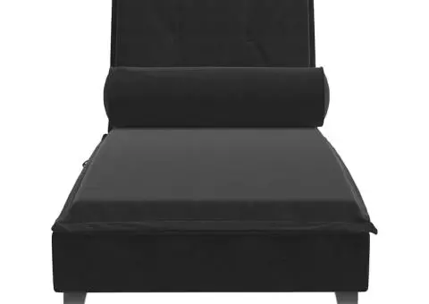 Șezlong de masaj cu suport sprijin, negru, catifea - 4/5