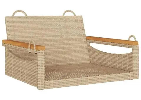 Bancă de balansoar, bej, 63x62x40 cm, poliratan - 2/5