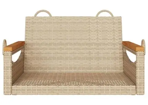 Bancă de balansoar, bej, 63x62x40 cm, poliratan - 4/5