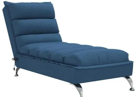 Șezlong de masaj cu perne, albastru, material textil - 2/5