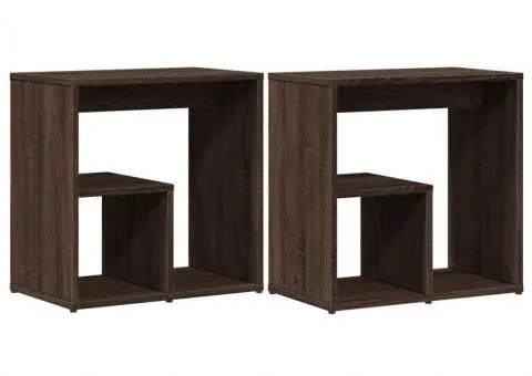 Masă laterală, 2 buc., stejar maro, 50x30x50 cm, lemn - 2/5