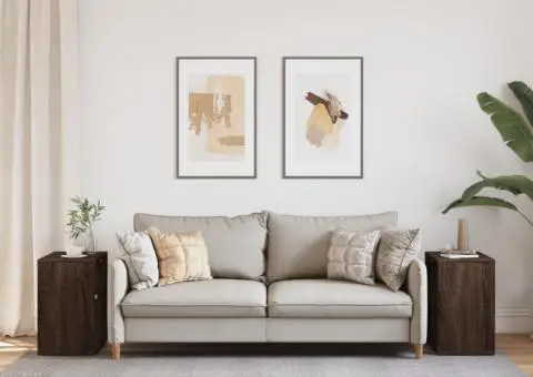 Masă laterală, 2 buc., stejar maro, 50x30x50 cm, lemn - 3/5