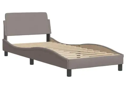 Pat cu saltea, gri taupe, 80x200 cm, textil - 4/5