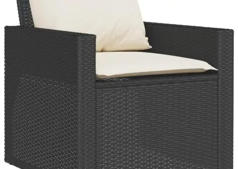 Set mobilier de grădină cu perne, 6 piese, negru, poliratan - 4/5