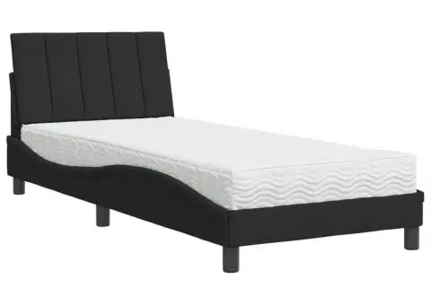 Pat cu saltea, negru, 80x200 cm, catifea - 2/5