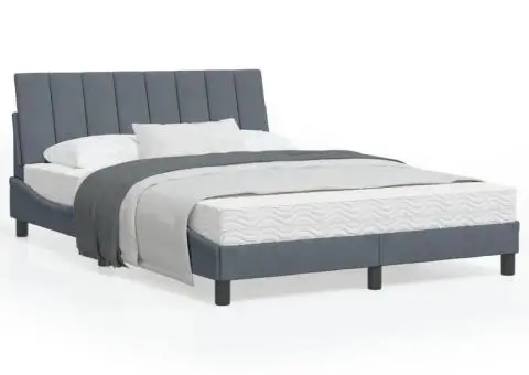 Pat cu saltea, gri închis, 120x200 cm, catifea - 1/5