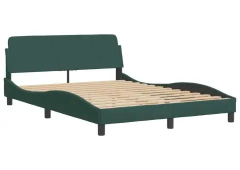 Pat cu saltea, verde închis, 140x200 cm, catifea - 4/5