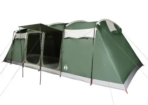 Cort de familie tunel, 10 persoane, verde, impermeabil - 2/5