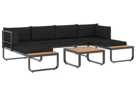 Set canapea de grădină colțar cu perne, 4 piese, aluminiu, WPC - 2/5