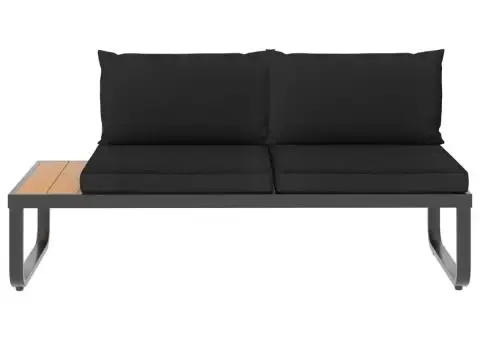 Set canapea de grădină colțar cu perne, 4 piese, aluminiu, WPC - 5/5