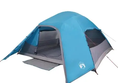 Cort de camping cupolă pentru 4 persoane, albastru, impermeabil - 3/5