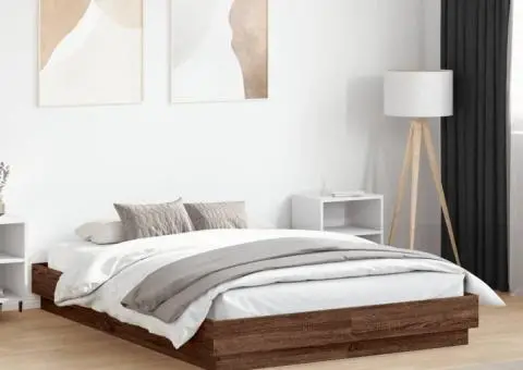 Cadru de pat, stejar maro, 120x190 cm, lemn prelucrat - 1/5