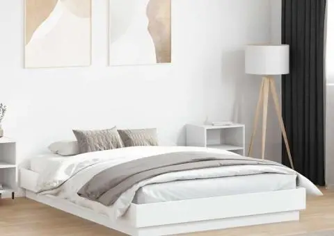 Cadru de pat, alb, 120x190 cm, lemn prelucrat - 1/5