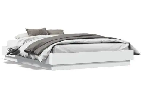 Cadru de pat, alb, 120x190 cm, lemn prelucrat - 3/5