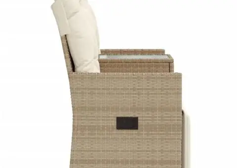 Canapea de grădină rabatabilă 2 locuri, cu masă, bej, poliratan - 5/5