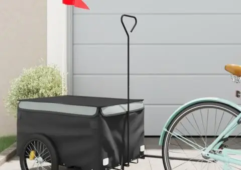 Remorcă pentru biciclete, negru și gri, 30 kg, fier - 1/5
