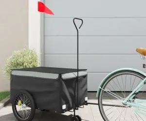 vidaXL Remorcă pentru biciclete, negru și gri, 30 kg, fier
