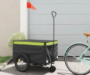 vidaXL Remorcă pentru biciclete, negru și verde, 45 kg, fier