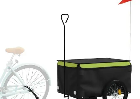 Remorcă pentru biciclete, negru și verde, 45 kg, fier - 3/5