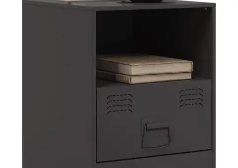 Noptieră, negru, 34,5x39x44 cm, oțel - 4/5