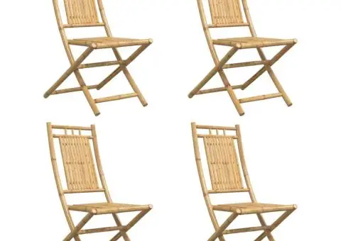 Scaune de grădină pliabile, 4 buc., 46x66x99 cm, bambus - 4/5