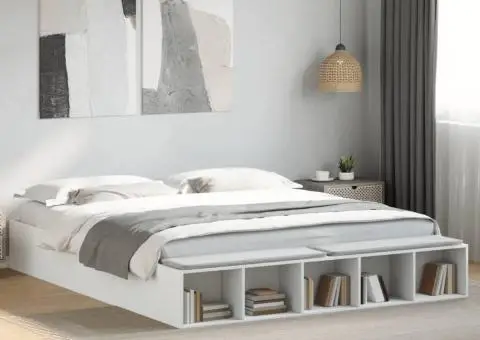 Cadru de pat, alb, 200x200 cm, lemn prelucrat - 1/5