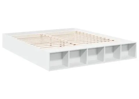 Cadru de pat, alb, 200x200 cm, lemn prelucrat - 3/5