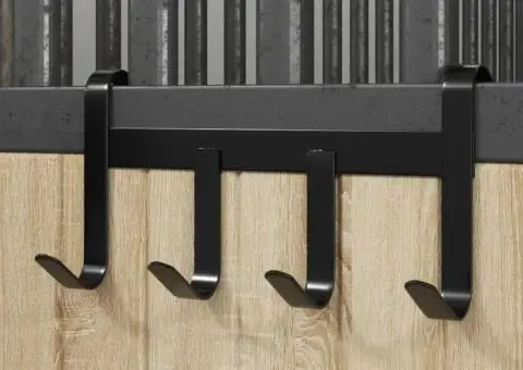 Cuier pentru căpăstru cu 4 cârlige, negru, oțel - 1/5