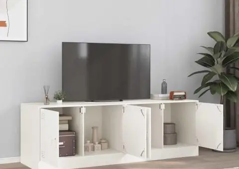 Dulapuri TV 2 buc., alb, 67x39x44 cm Otel - 1/5