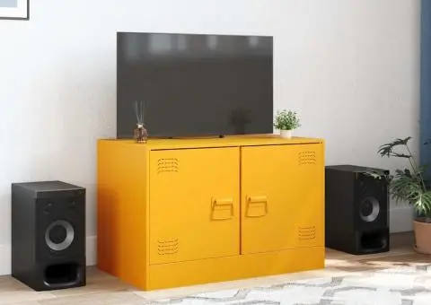 Comodă TV, galben muștar, 67x39x44 cm, oțel - 3/5