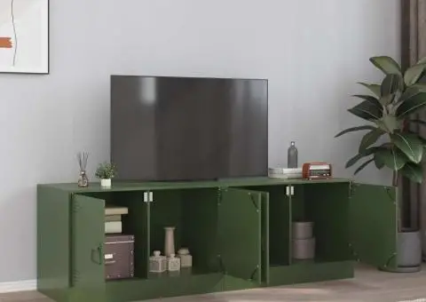 Dulapuri TV 2 buc., verde măslină, 67x39x44 cm Otel - 1/5