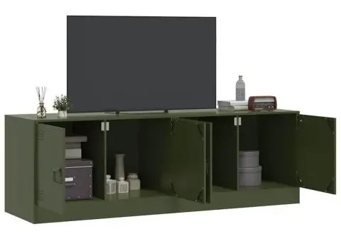 Dulapuri TV 2 buc., verde măslină, 67x39x44 cm Otel - 3/5