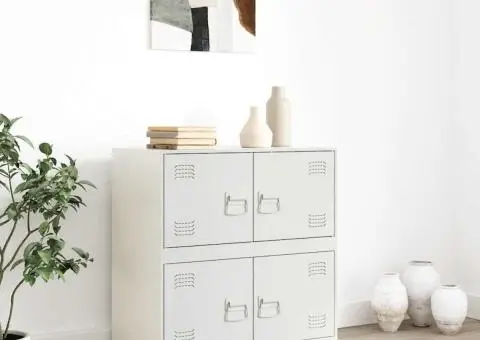 Servantă, alb, 67x39x73 cm, oțel - 3/5