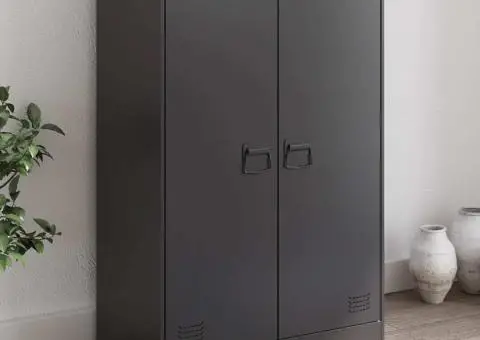 Servantă, negru, 67x39x107 cm, oțel - 1/5