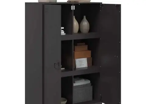 Servantă, negru, 67x39x107 cm, oțel - 4/5