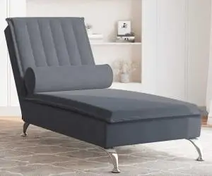 vidaXLȘezlong de masaj cu sprijin, gri închis, catifea