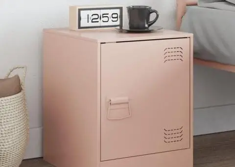 Noptieră, roz, 34,5x39x44 cm, oțel - 1/5