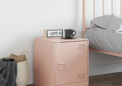 Noptieră, roz, 34,5x39x44 cm, oțel - 3/5