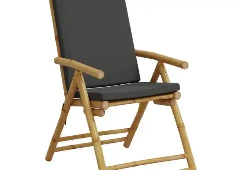 Scaune de grădină pliabile rabatabile, cu perne, 2 buc., bambus - 4/5