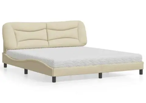 Pat cu saltea, crem, 180x200 cm, textil - 1/5