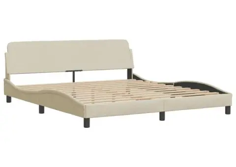 Pat cu saltea, crem, 180x200 cm, textil - 4/5