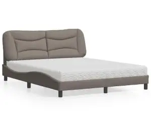 vidaXL Pat cu saltea, gri taupe, 160x200 cm material textil
