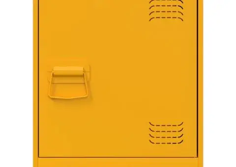 Noptiere, 2 buc., galben muștar, 34,5x39x44 cm, oțel - 5/5