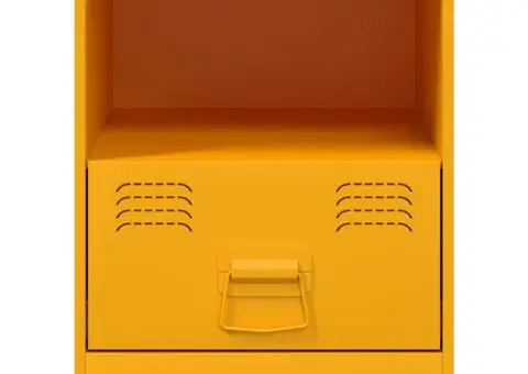 Noptiere, 2 buc., galben muștar, 34,5x39x44 cm, oțel - 5/5