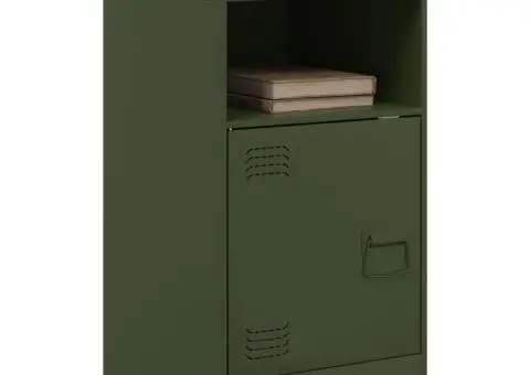 Noptiere, 2 buc., verde olive, 34,5x39x62 cm, oțel - 3/5